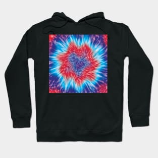 Blue, red and white circular tie dye effect Hoodie